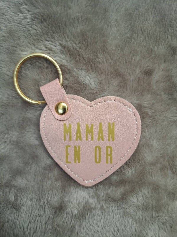 Porte-clé rose MAMAN EN OR