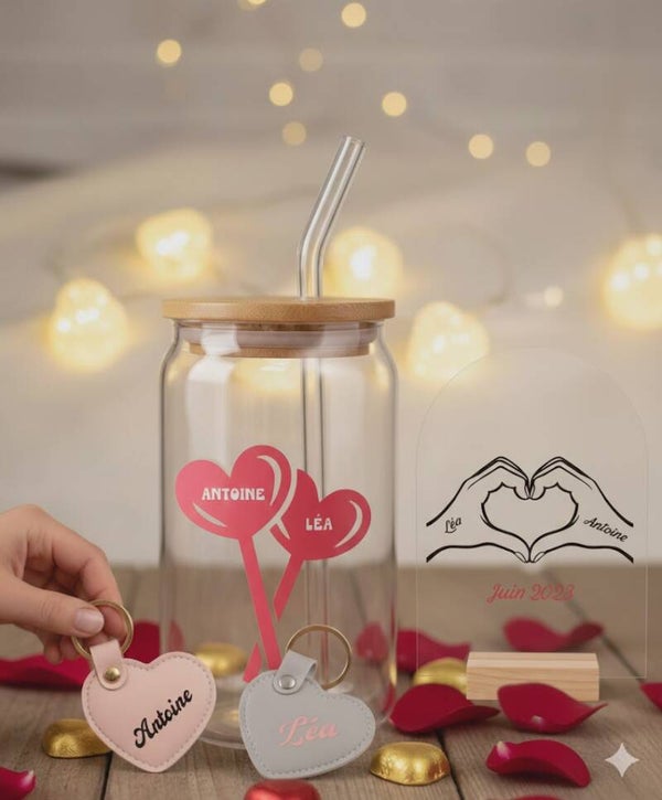 COFFRET porte-clé + 1 verre + 1 plaque personnalisée