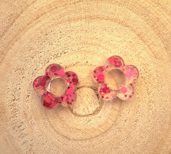 Fleurs paillettes rouges