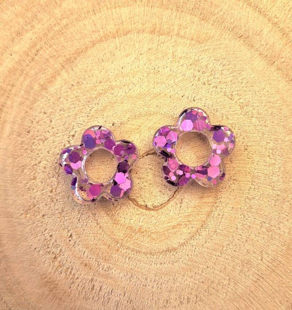 Fleurs paillettes mauve