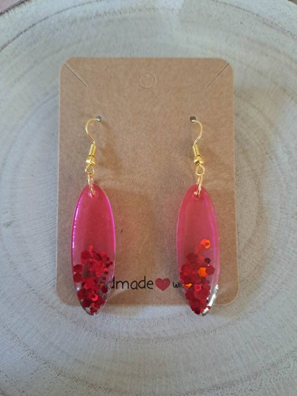 Ovales fins rouges paillettes