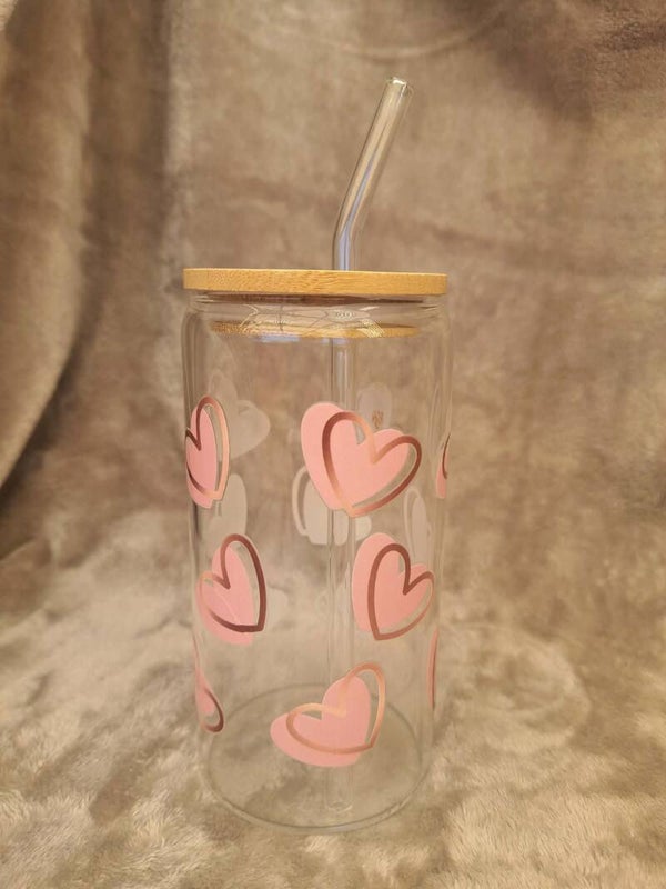 Verre - Coeurs roses