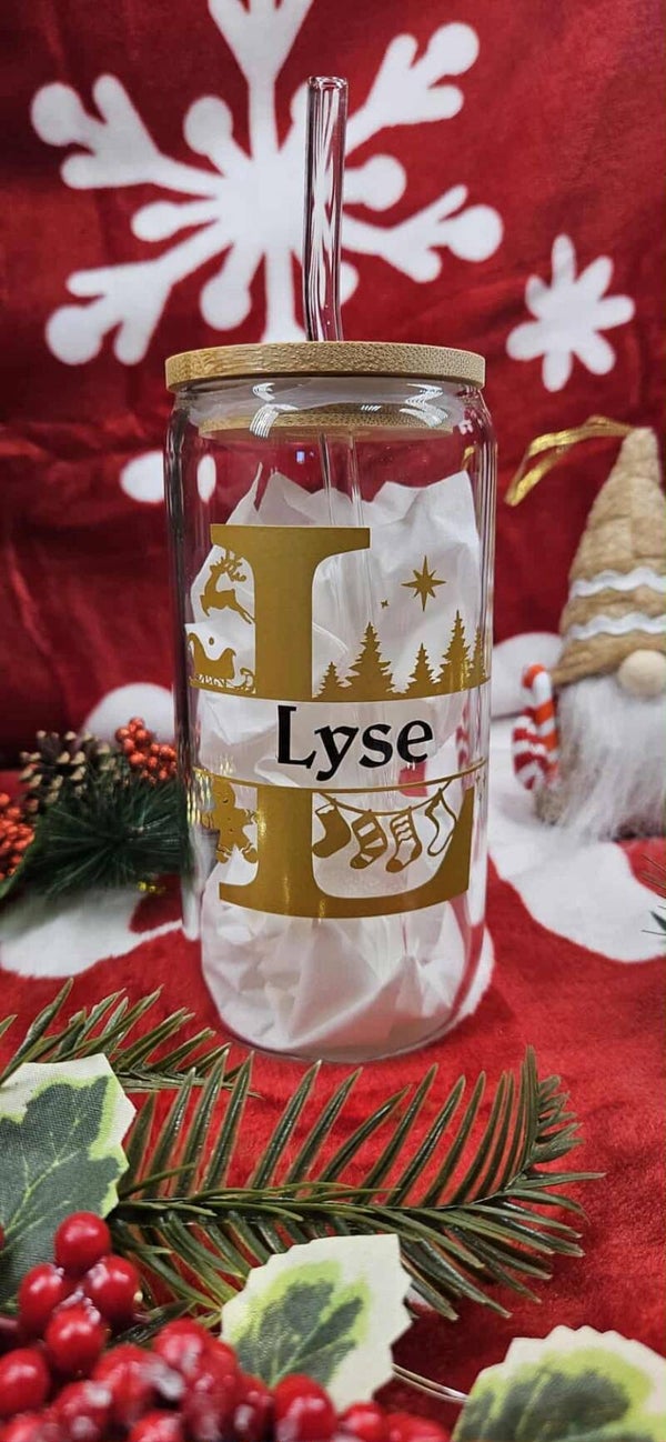 Verre initiale + prénom