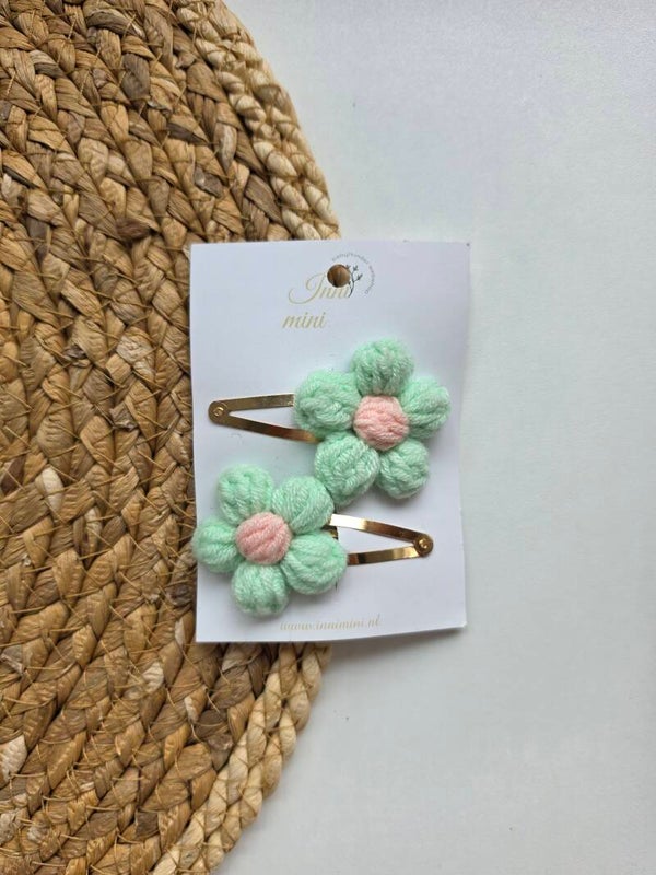 haarspeldje flower light green