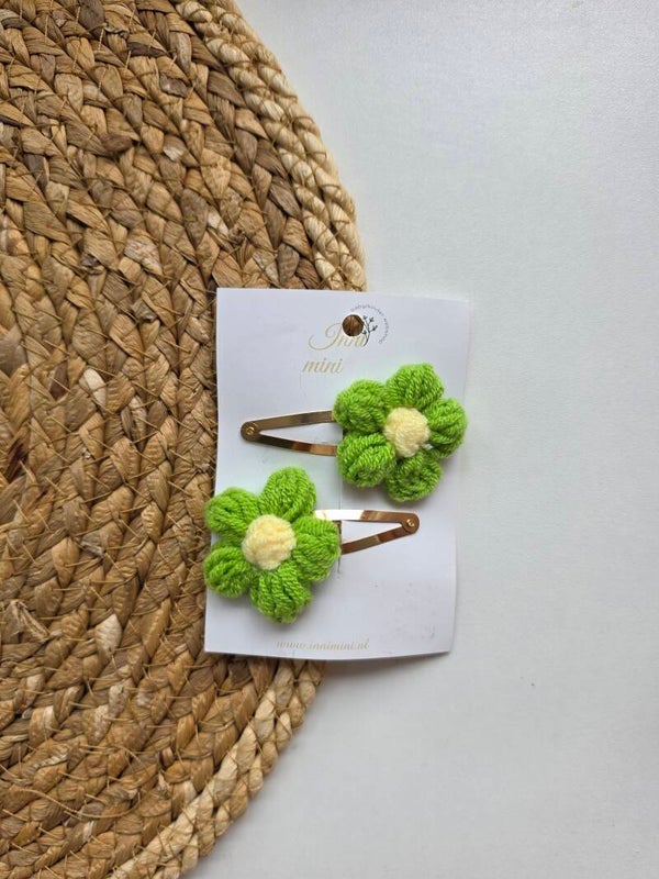 Haarspeldje flower green