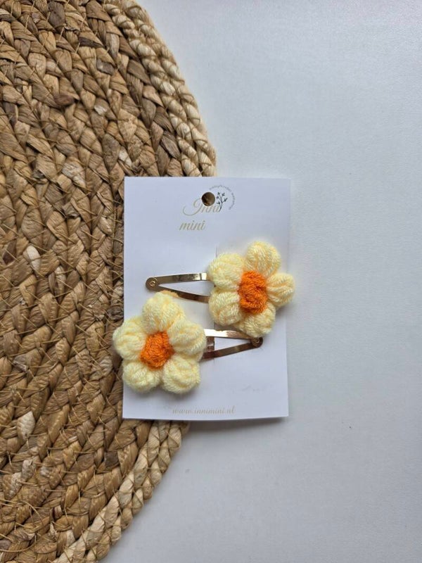 Haarspeldje Flower Yellow/orange