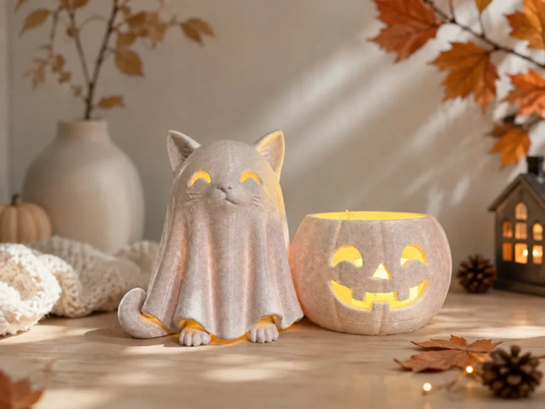 Cat Ghost halloween Led tealight holder