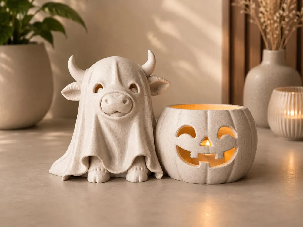 Highland Cow Ghost - Led Tealight holder
