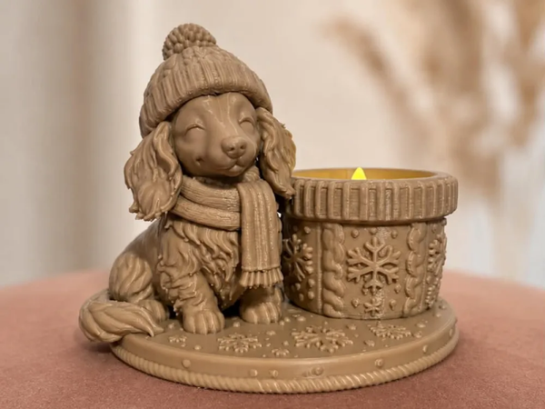 Dachhund Winter Led tealight holder