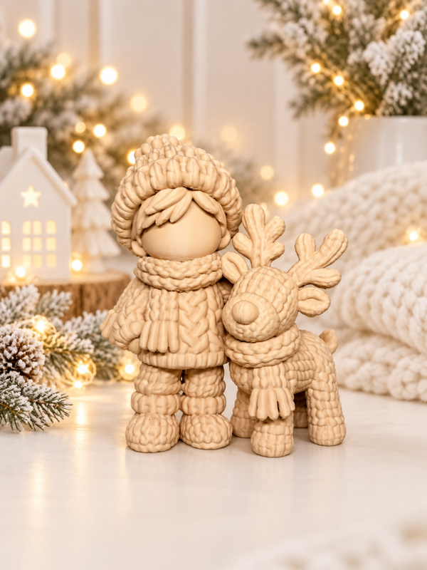 Winter jongetje met rendier