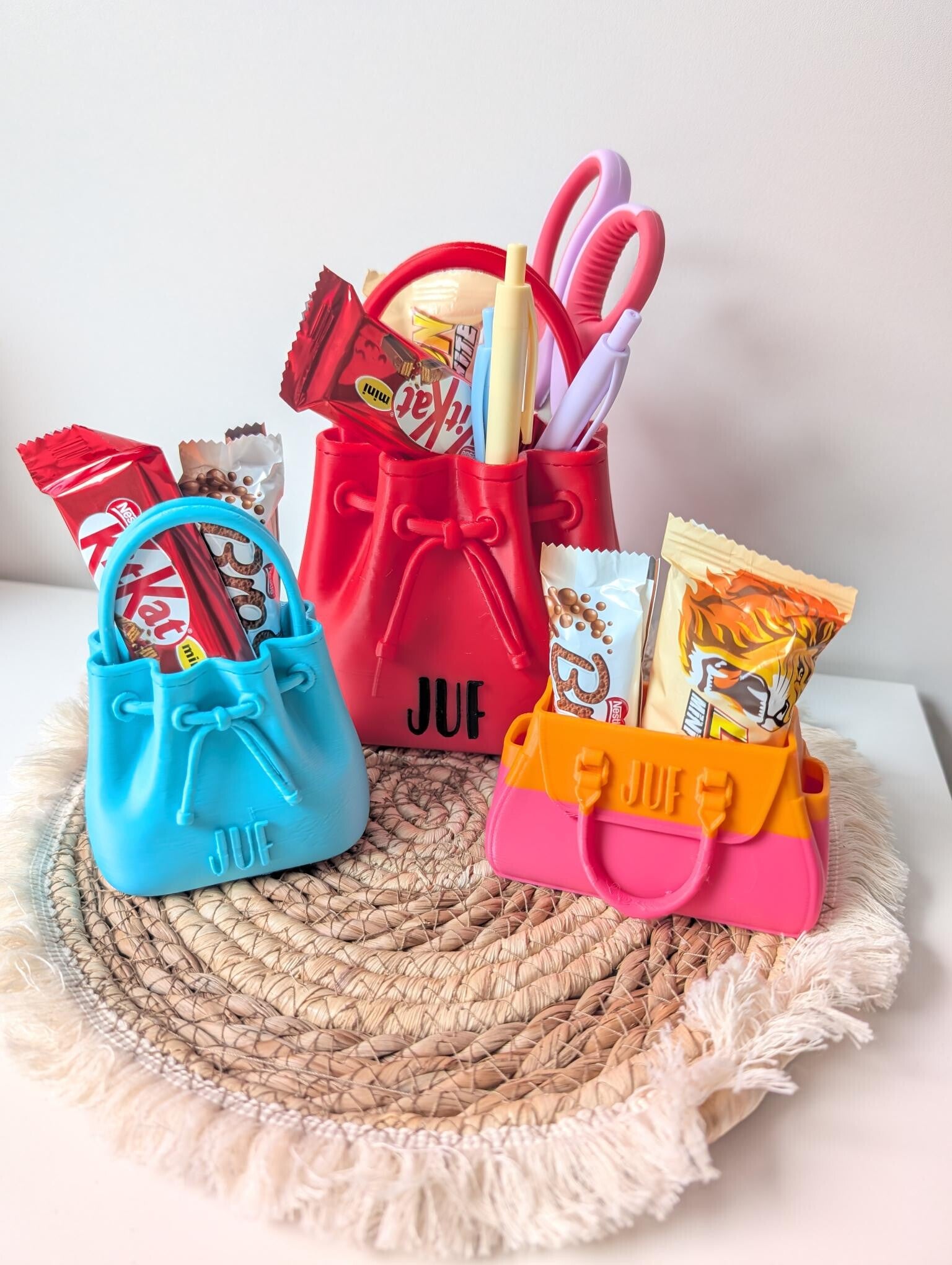 3D Geprint juffen cadeau Tasje – Chocolade of Schrijfwaren
