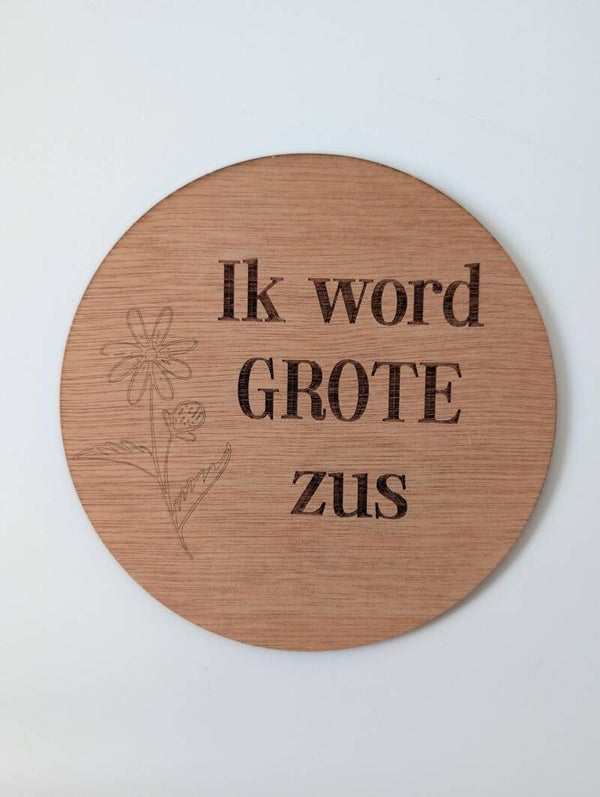 Aankondigingsbordje "Ik word grote zus"