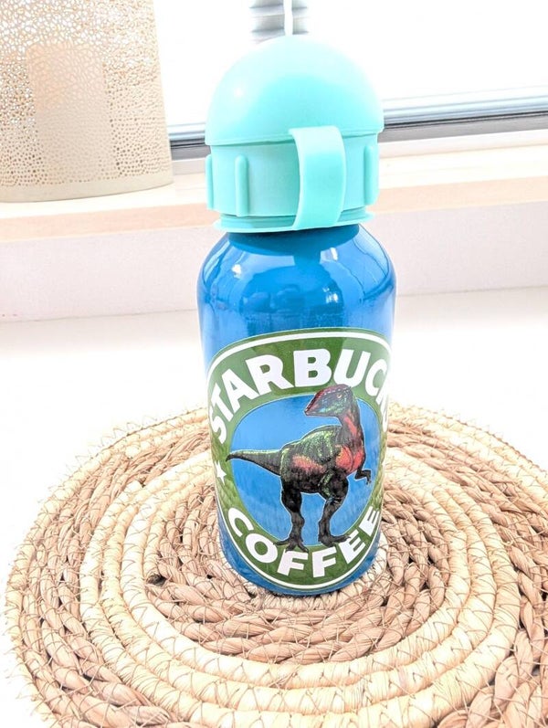Drinkfles RVS - Dino starbucks