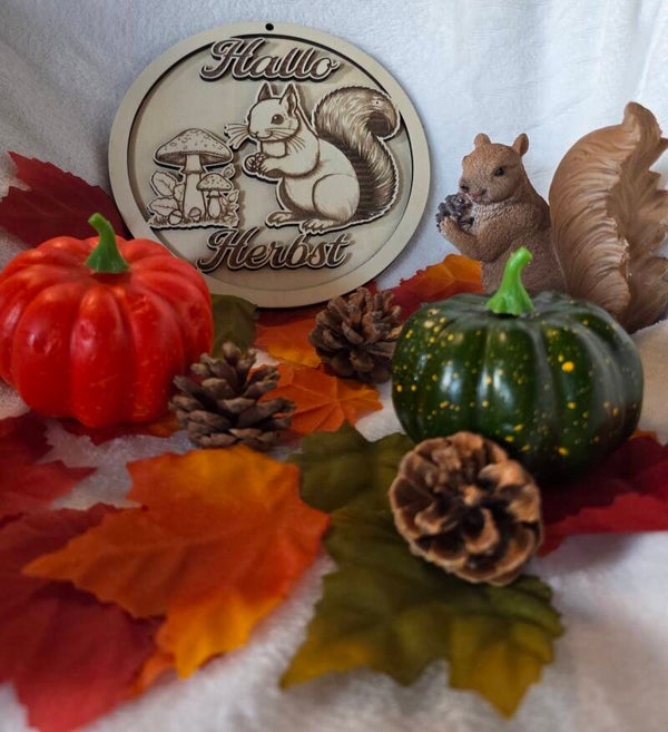 🍂 Herbstschild ‚‚Hallo Herbst "– doppellagig, Ø 18 cm🍁