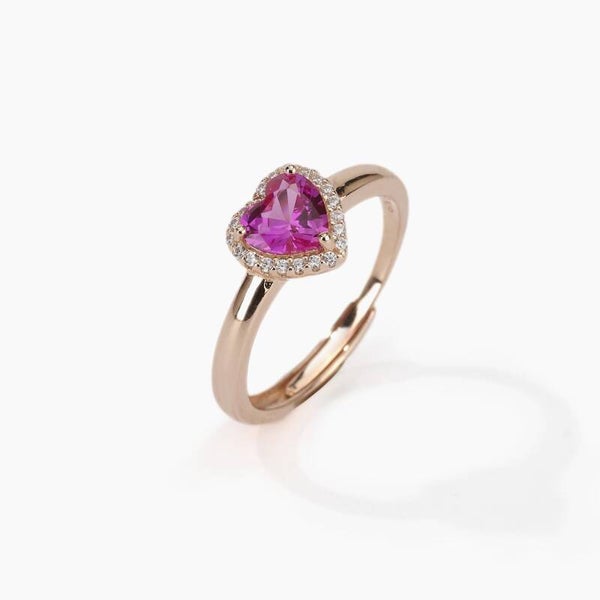 Anello rosato con tormalina sintetica a cuore