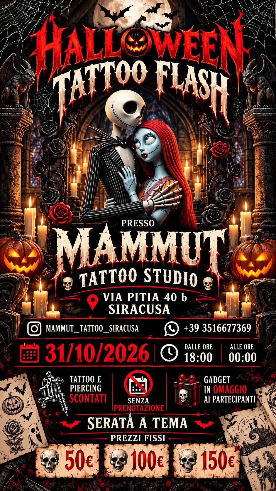"Gift card tattoo regalo natalizio in stile vintage illustrato"