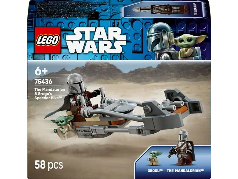 LEGO Star Wars 75436 The Mandalorian e Grogu sulla loro speeder bike