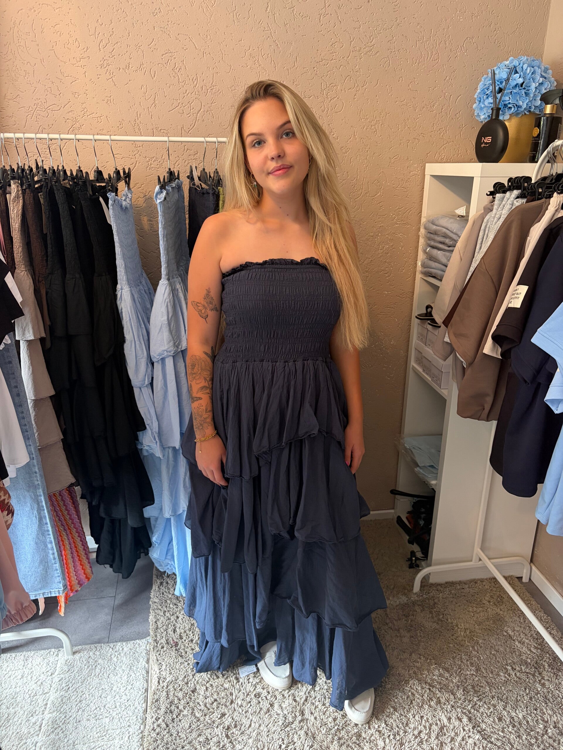 Livia Dress Lang Blauw