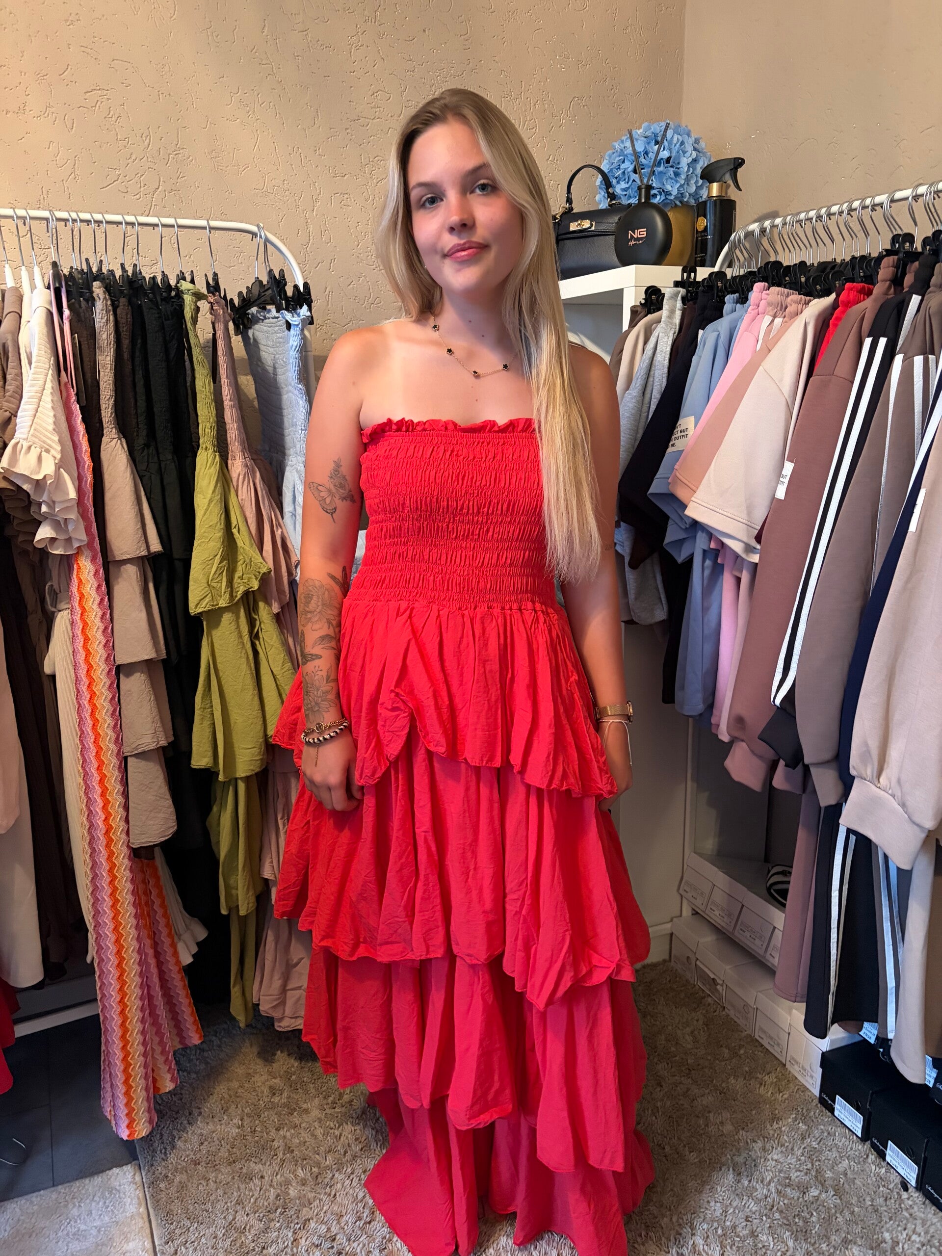 Livia Dress lang rood