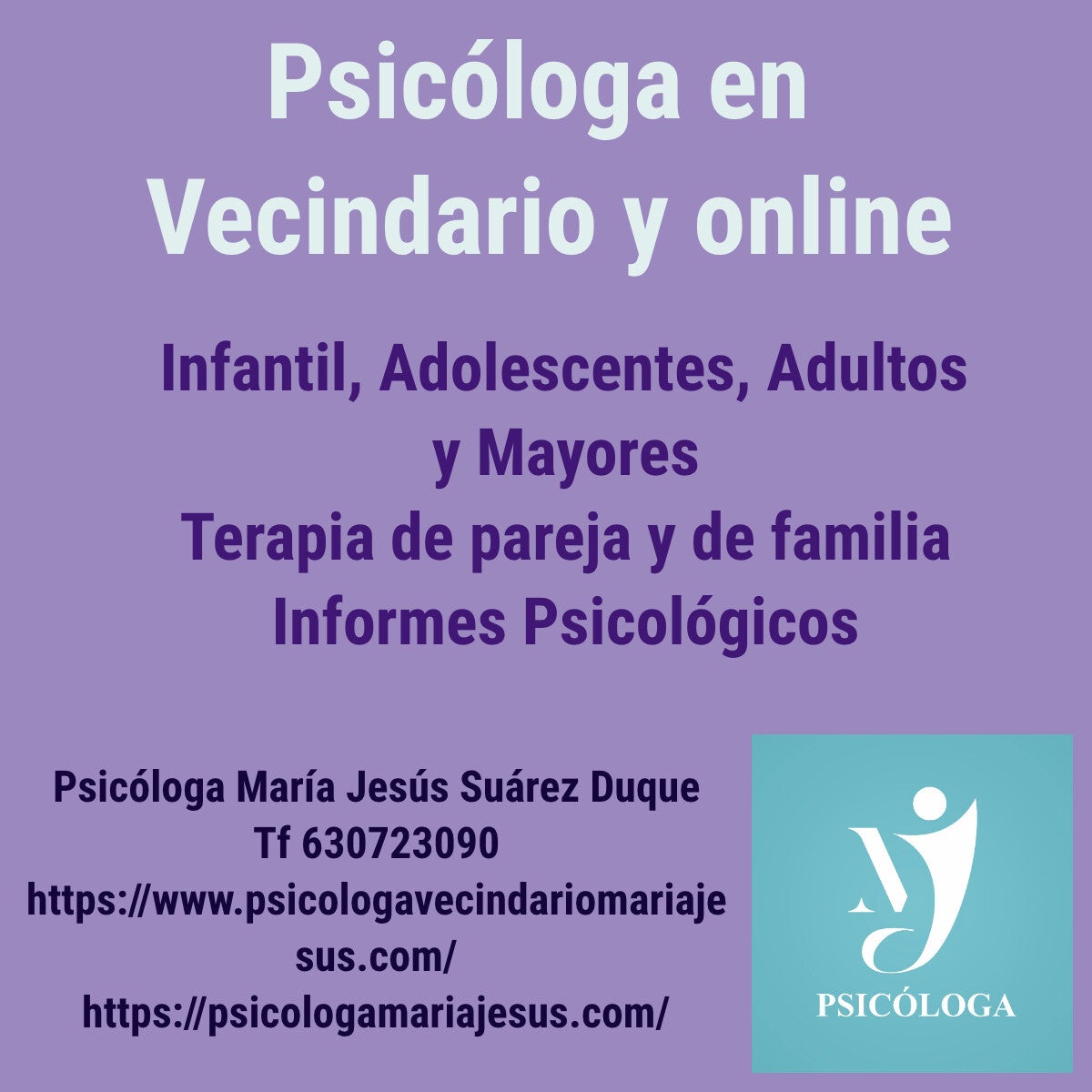 Psicóloga en Vecindario y online infantil, adolescentes, adultos y mayores