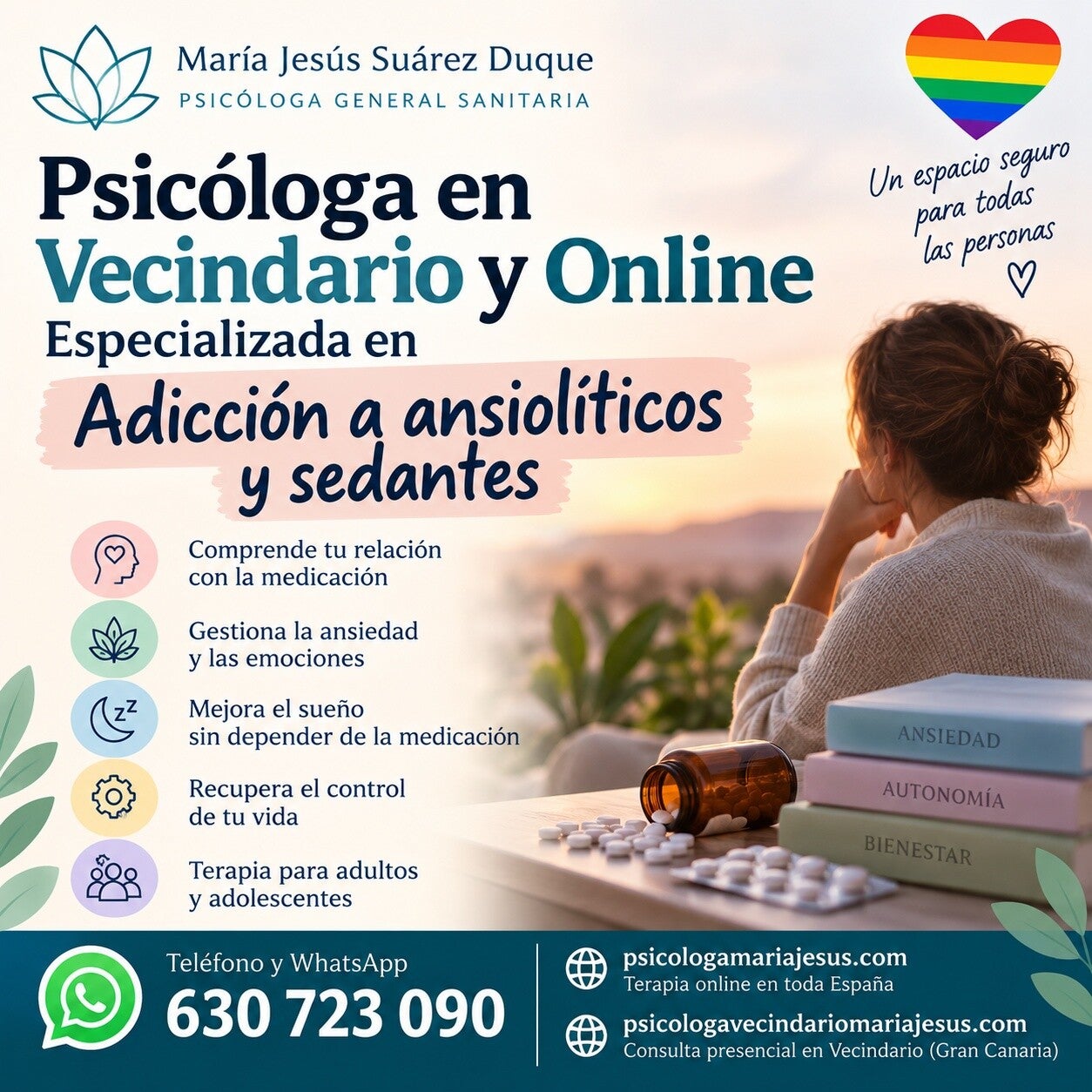 Psicóloga en Vecindario y online especializada en Adicción a ansiolíticos y sedantes