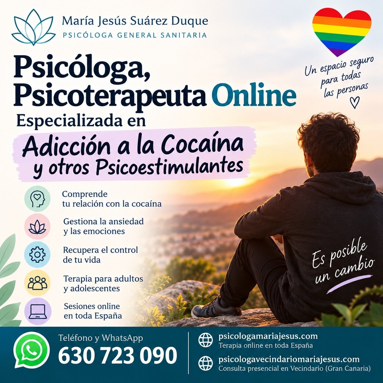Psicóloga en Vecindario y online especializada en Adicción a la cocaína, anfetaminas u otros estimulantes