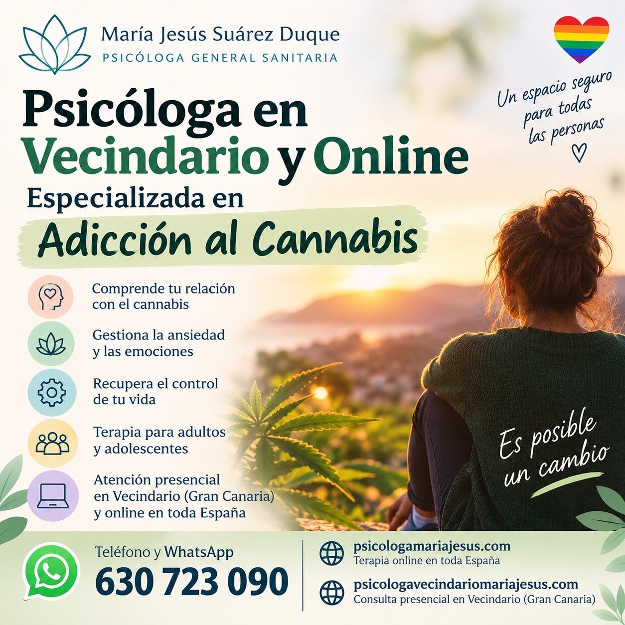 Psicóloga en Vecindario y online especializada en consumo de cannabis