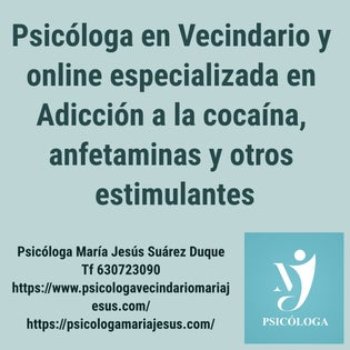 Psicóloga en Vecindario y online especializada en Adicción a la cocaína, anfetaminas u otros estimulantes