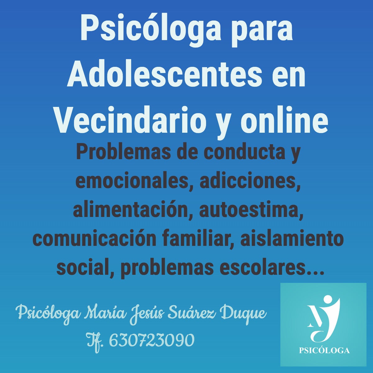 Psicóloga en Vecindario y online especializada en adolescentes