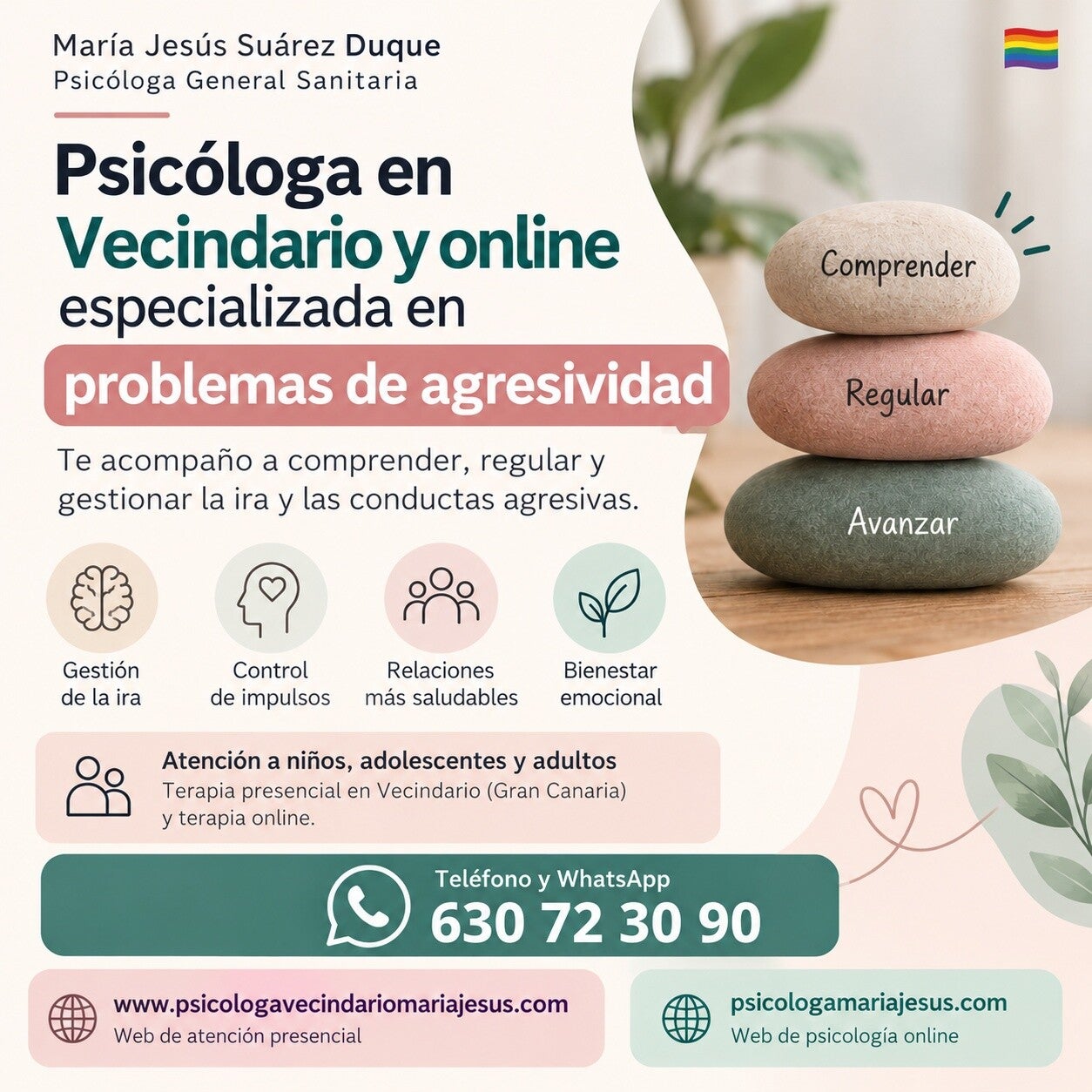 Psicóloga en Vecindario y online especializada en regulación emocional: agresividad, ira, hostilidad y conductas violentas