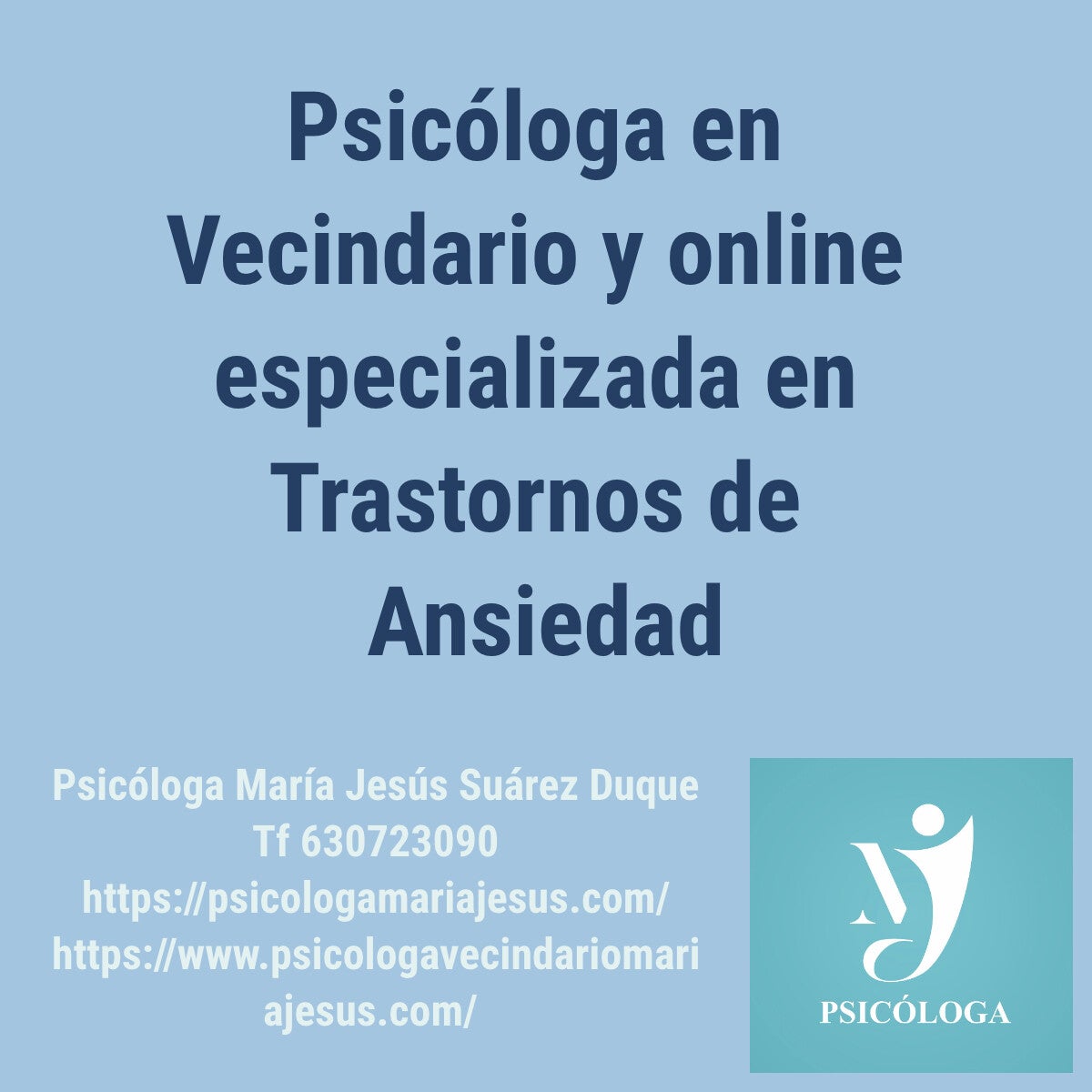 Psicóloga en Veciindario y online especializada en Trastornos de Ansiedad