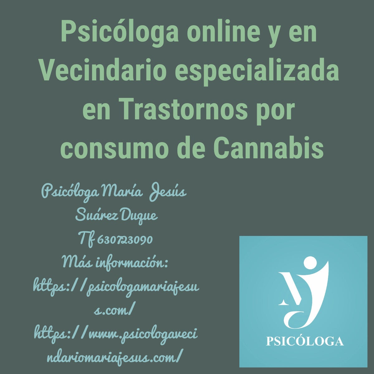 Psicóloga en Vecindario y online especializada en consumo de cannabis
