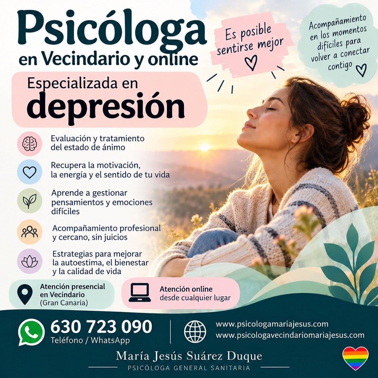 psicóloga en Vecindario y online especializada en Trastornos depresivos