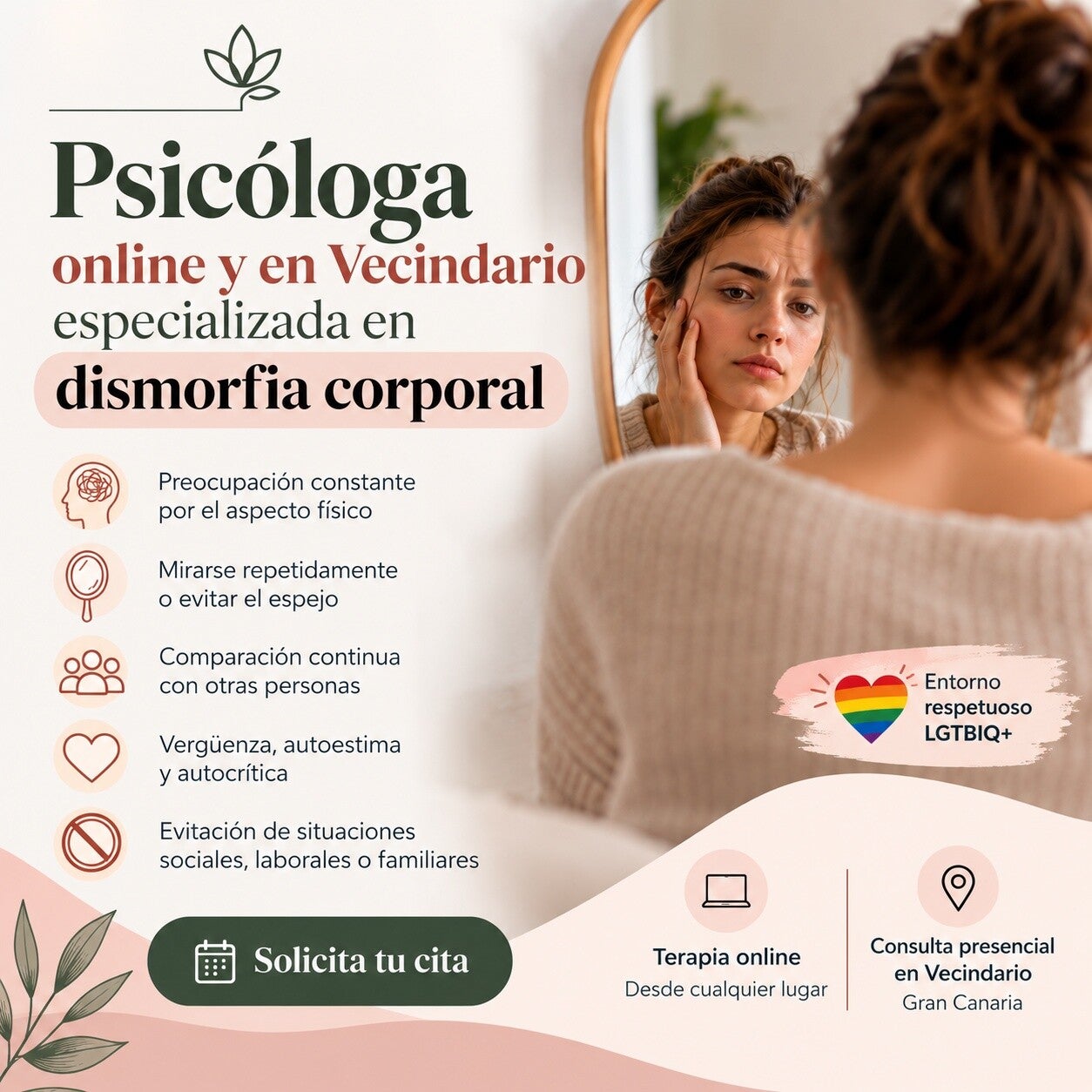 Psicóloga en Vecindario y online especializada en Trastorno Dismórfico Corporal