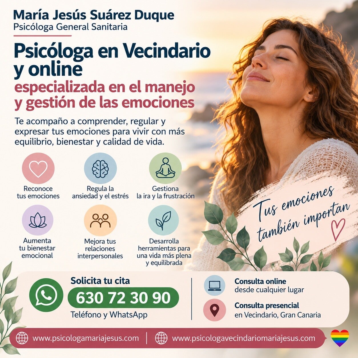 Psicóloga en Vecindario y online para la gestión y manejo de las emociones