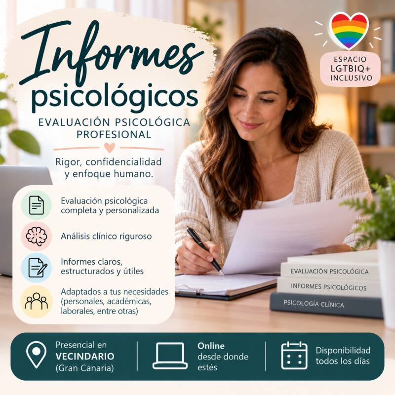 Informes psicológicos en Vecindario y online