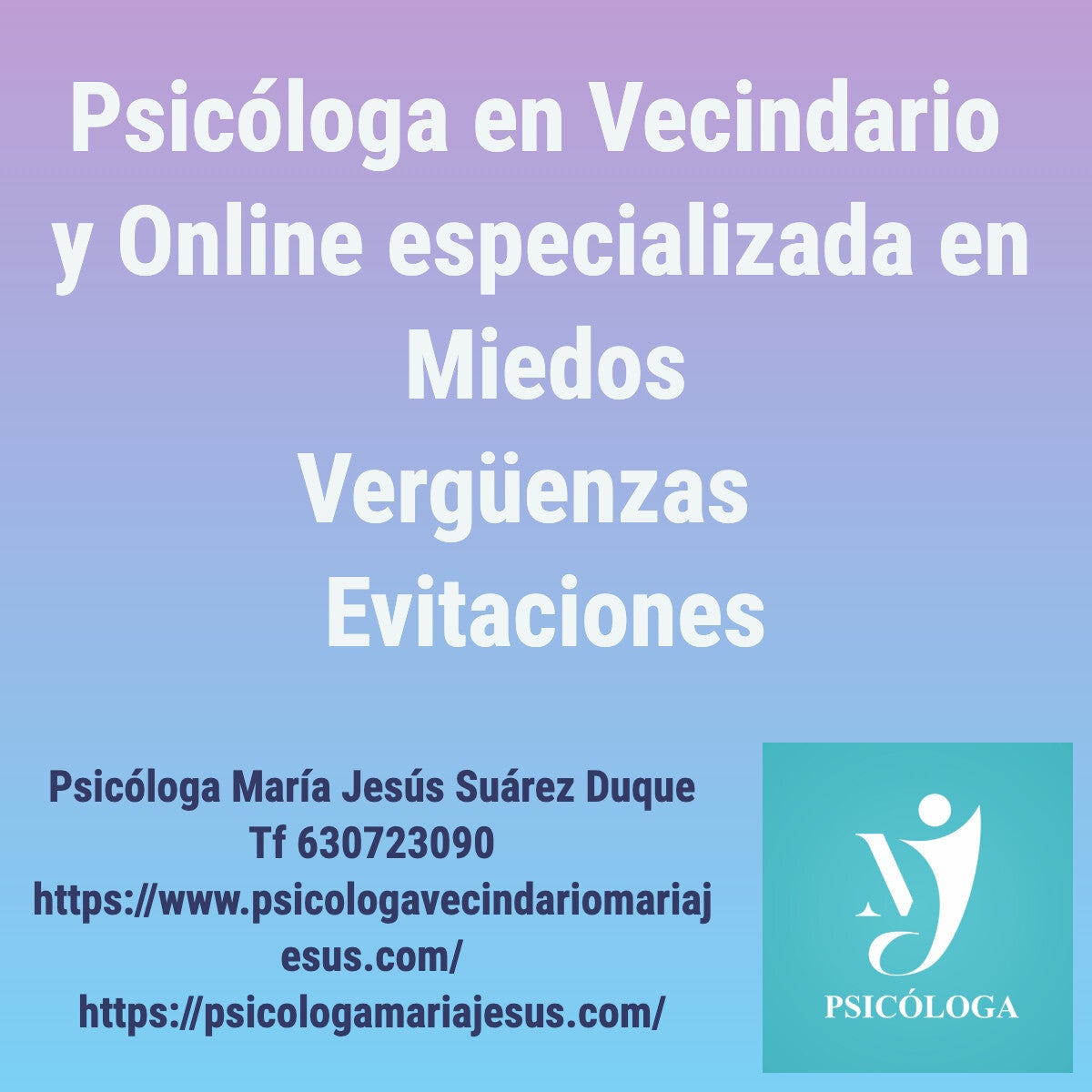 Psicóloga en Vecindario especializada en miedos, vergënzas y evitaciones