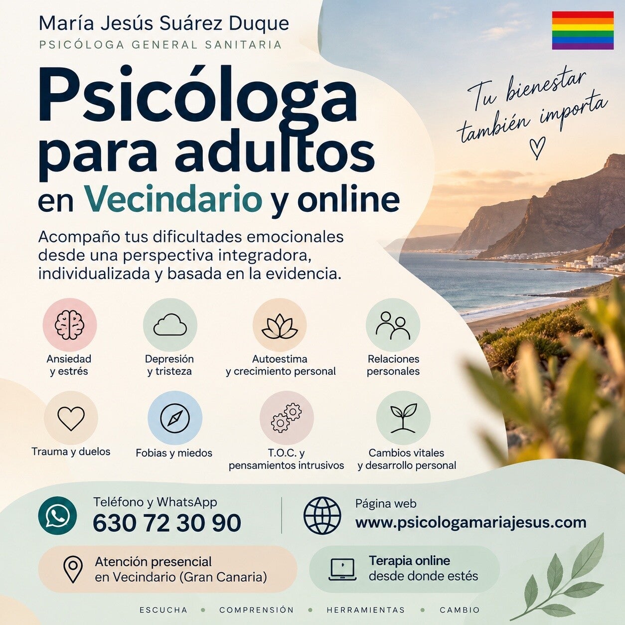 Psicóloga para adultos en Vecindario y online