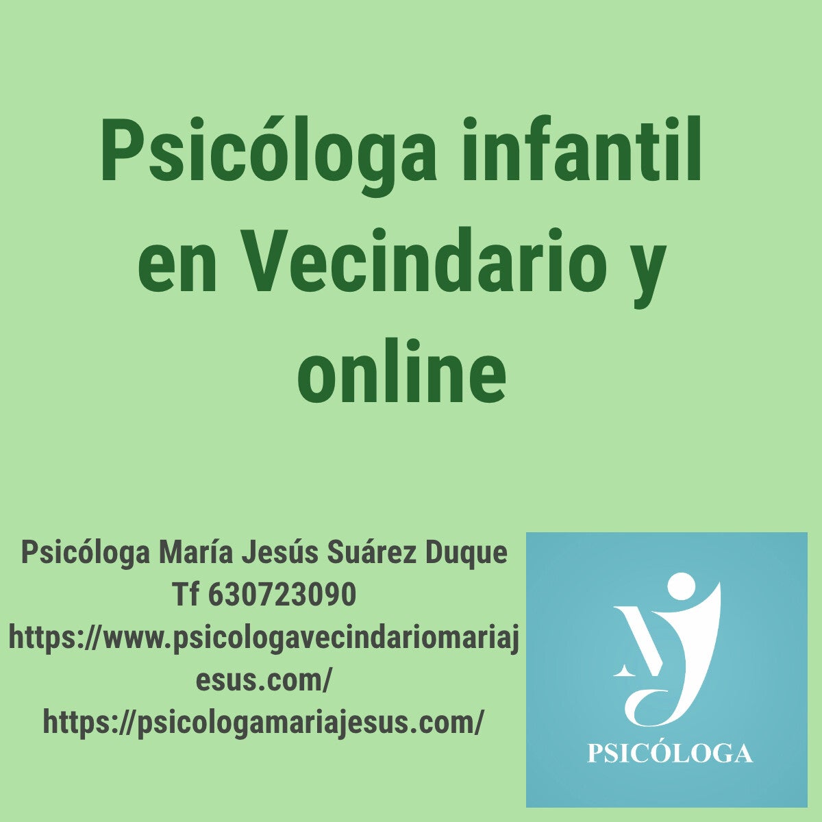 Psicóloga infantil en Vecindario y online