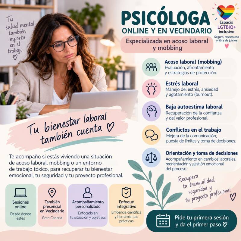 ACOSO LABORAL Psicóloga en Vecindario y online