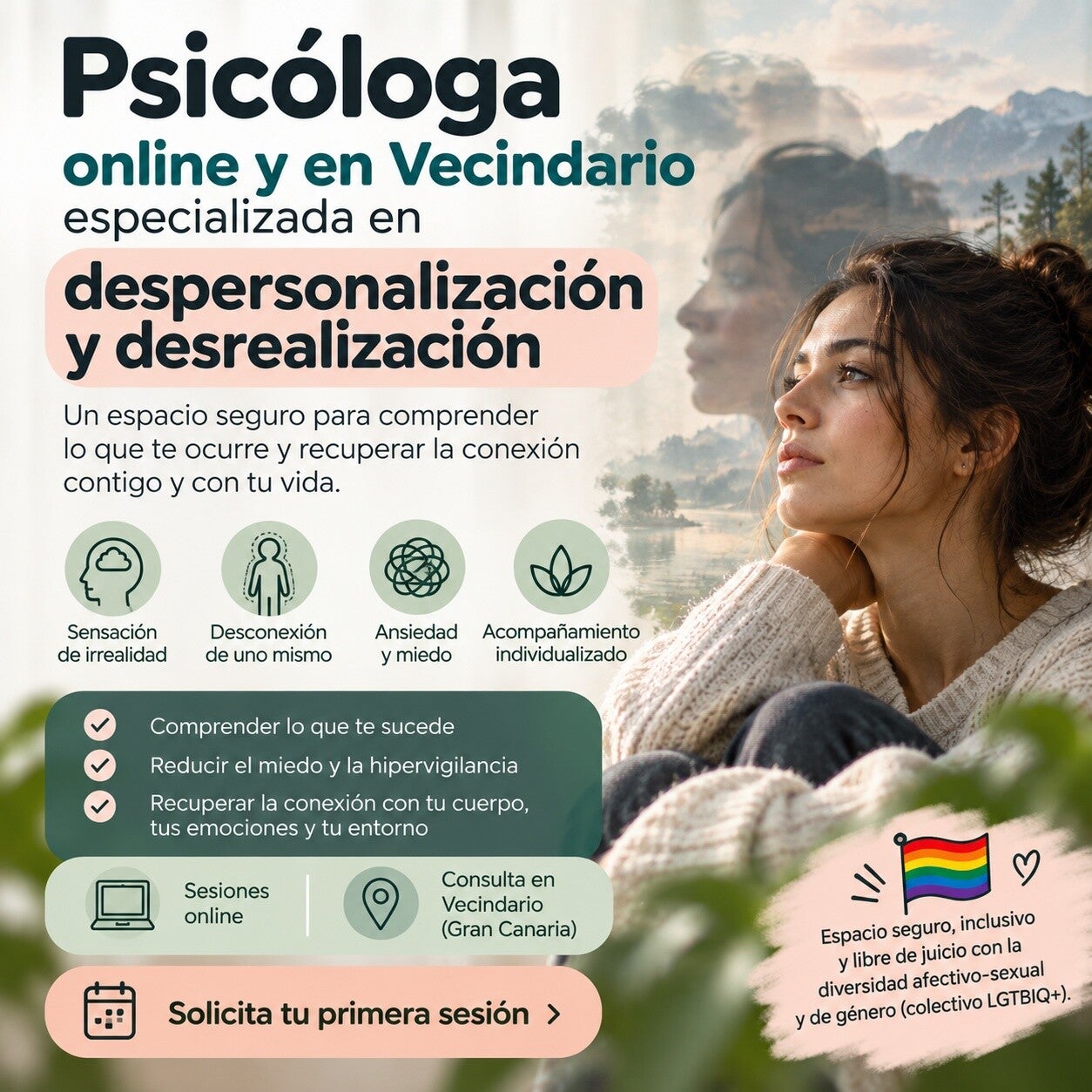 Psicóloga en Vecindario y online especializada en Despersoanlización/desrealización