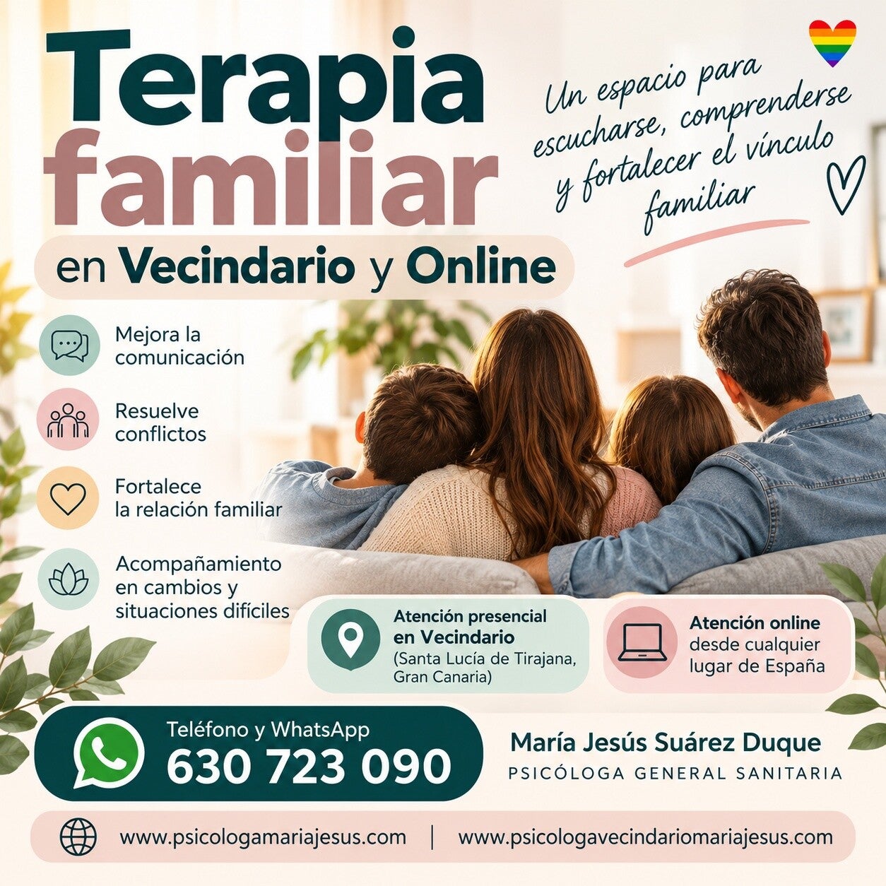 Psicóloga en Vecindario y online especializada en Terapia de familia