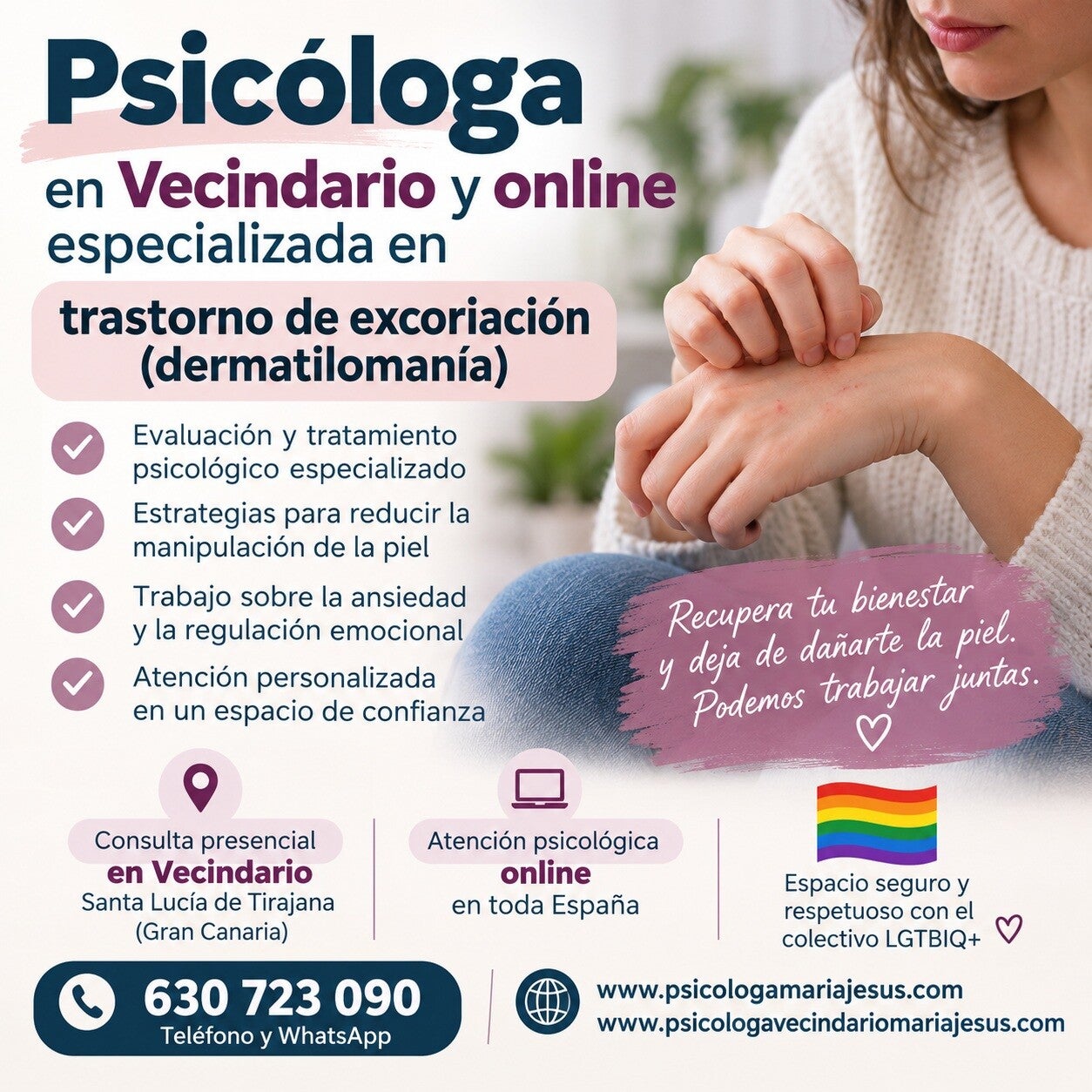 Psicóloga en Vecindario especializada en Trastorno de excoriación - Rascarse la piel