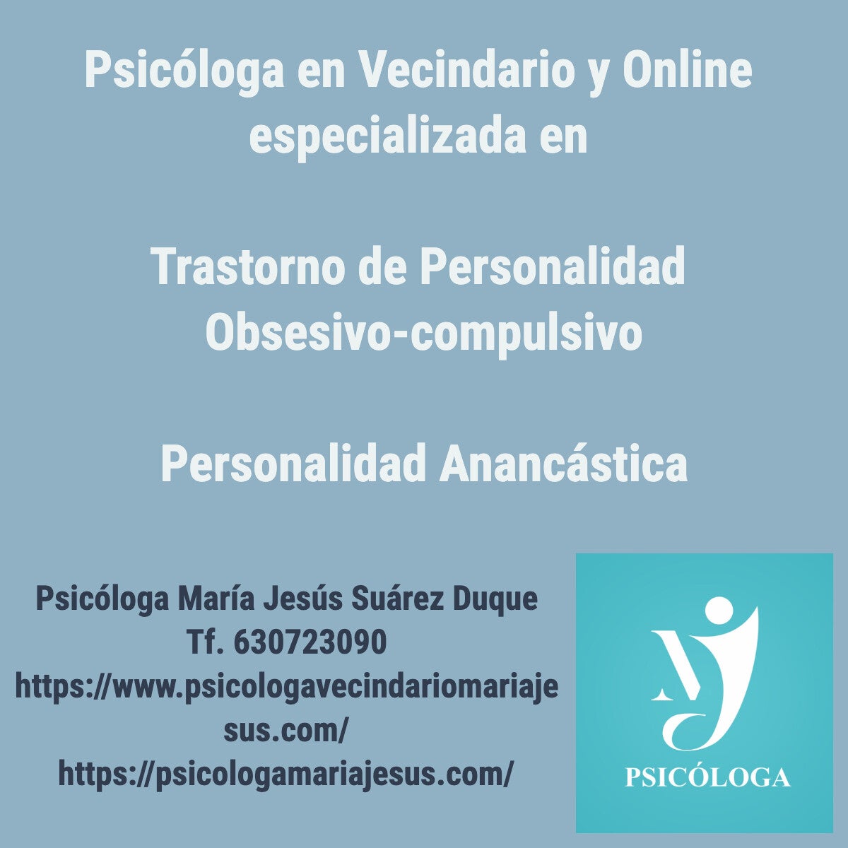 Psicóloga en Vecindario y online especializada en Trastorno de personalidad obsesivo-compulsivo