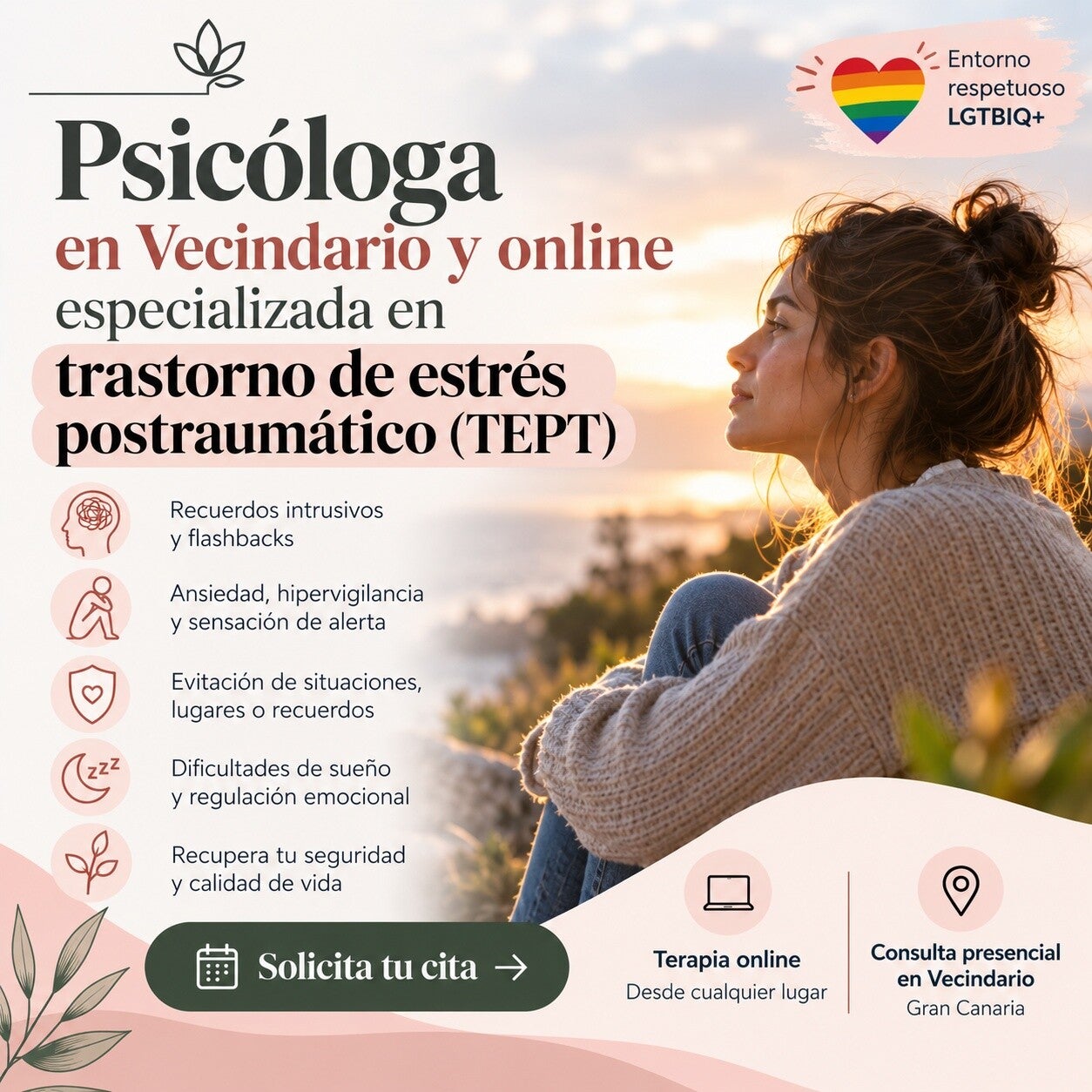 Psicóloga en Vecindario y online especializada en trastorno de estrés postraumático - TEPT