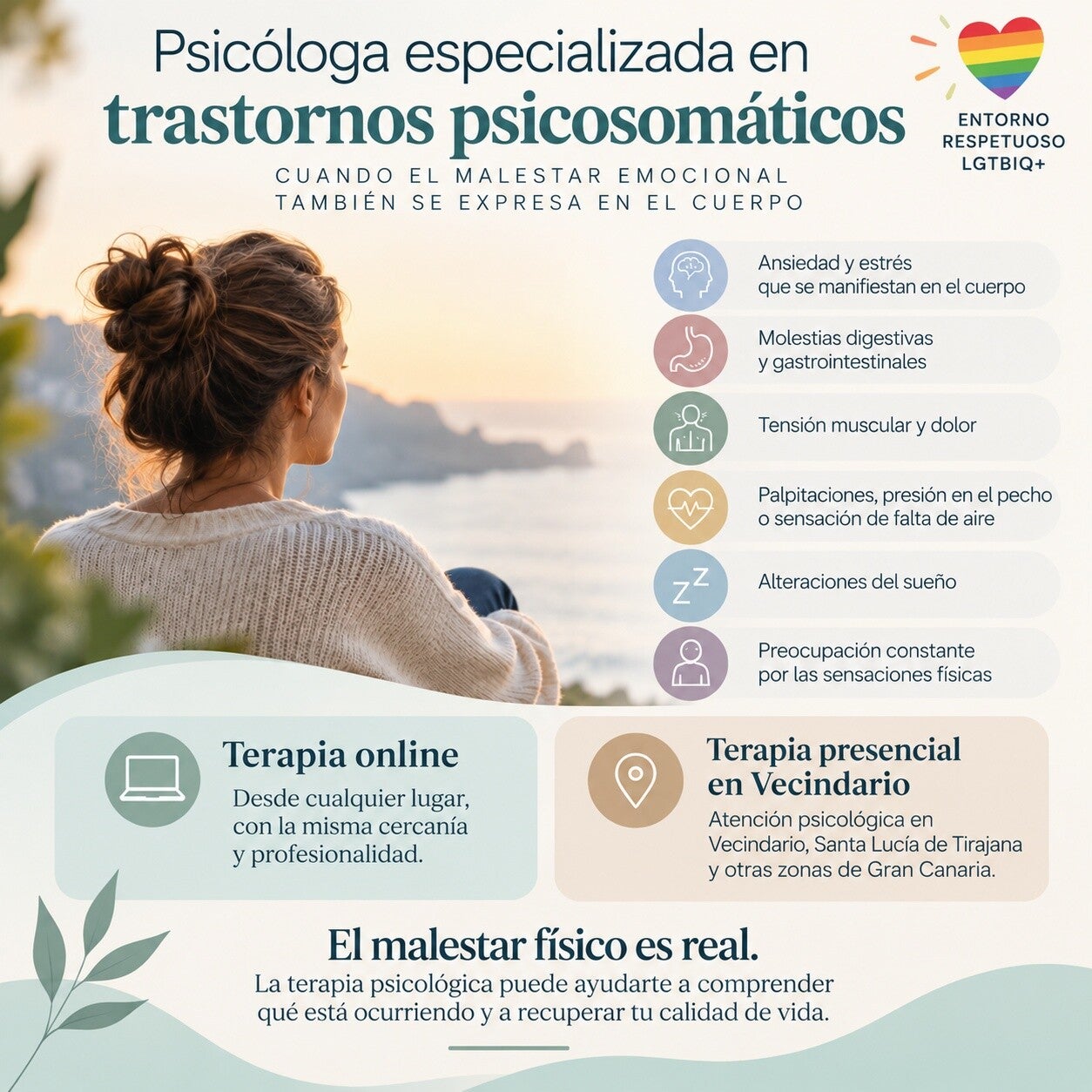 Psicóloga en Vecindario y online especializada en Trastornos psicosomáticos