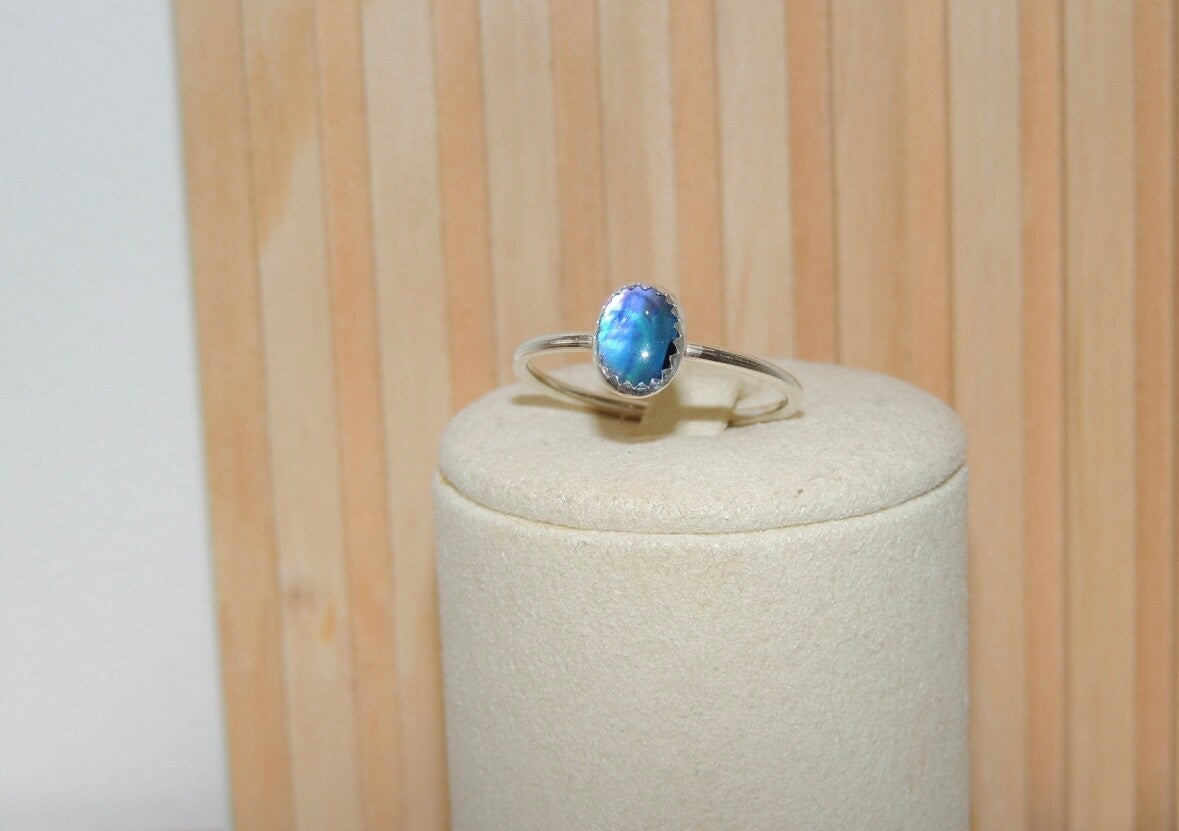 Blue paua shell silver ring✨💙🌊