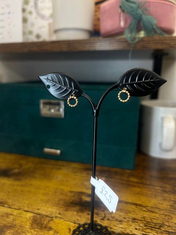 Gold Beaded hoop studs✨