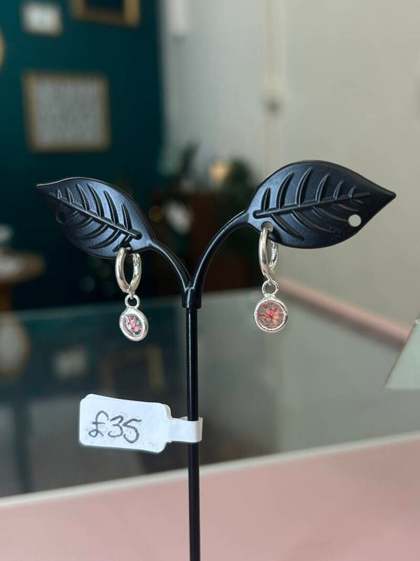 Pink Flower Hoop Earrings🌸