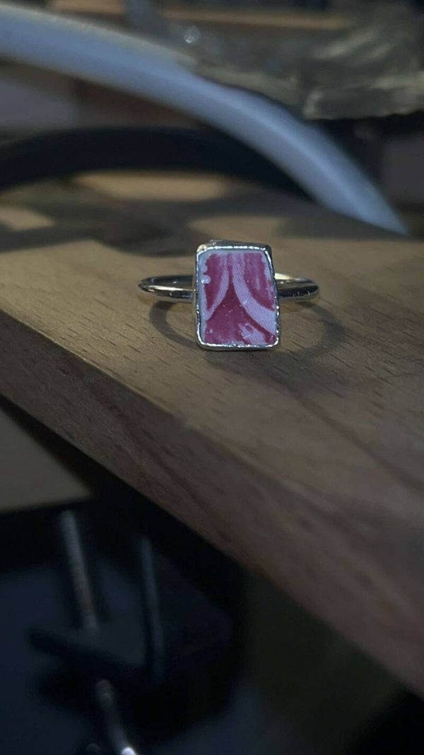 Pottery Sterling silver ring Size K1/2🫖